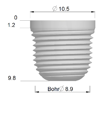 Implantat mehrteilig Oversize 2X L08, IM-2OX-L08