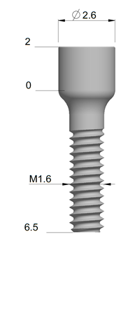 Zirkon Schraube M1,6 x 7,5mm mit Z16, ZS-M1.6x7.5/Z16